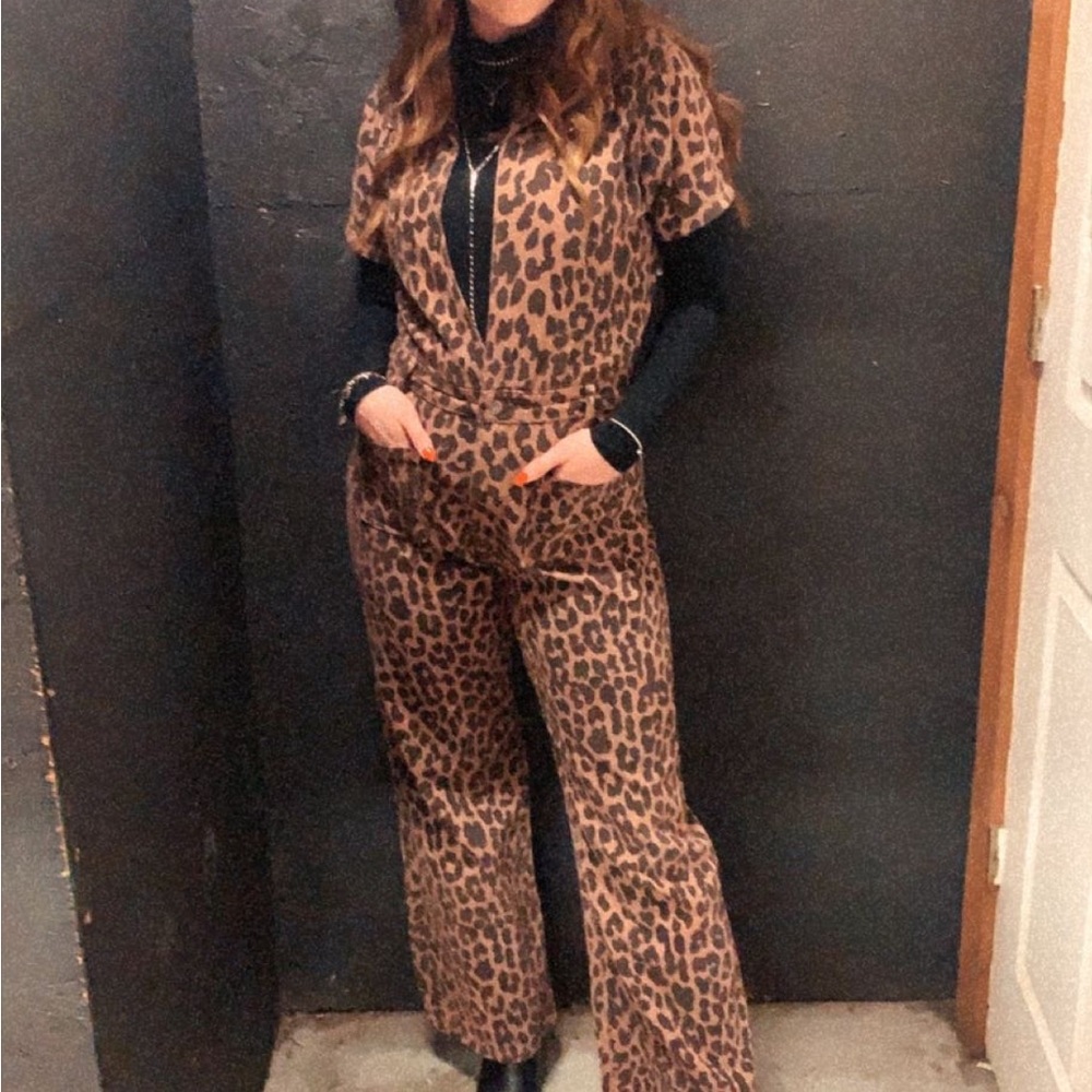 Nasty Gal Denim Leopard Jumpsuit